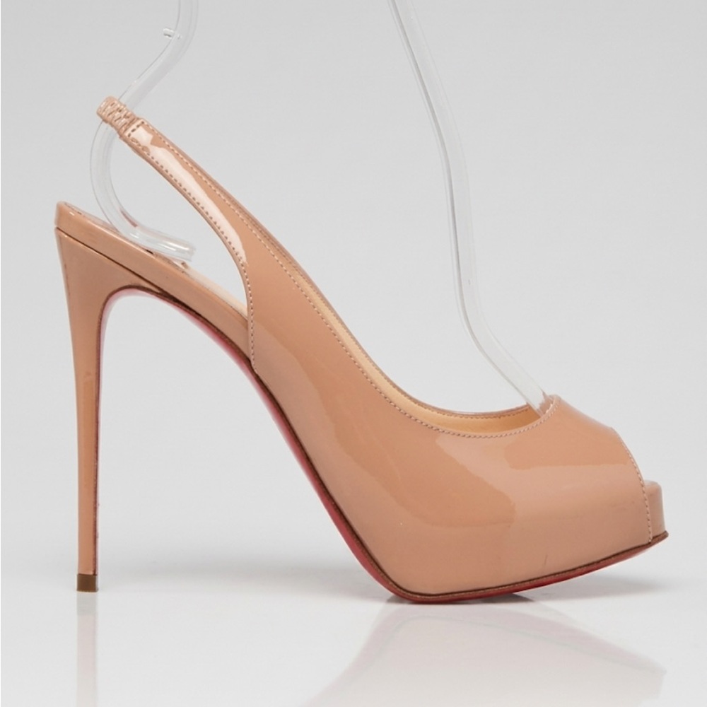 Christian Louboutin Private Number 120 Patent Leather Slingback Platform Heels